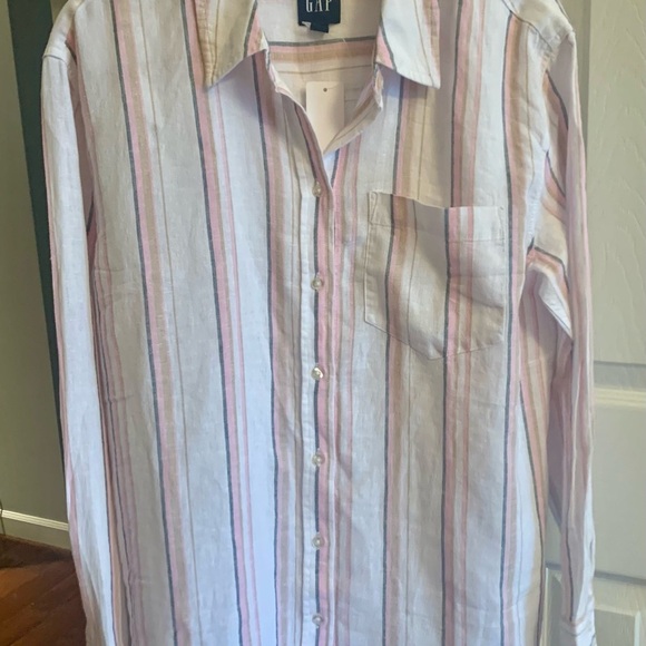 Gap Women's Linen Button Down Top
Size S Multi Stripe NWT - Picture 5 of 8
